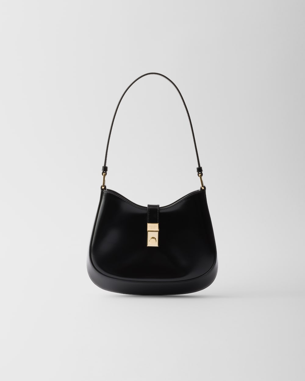 Prada Cleo Brushed Leather Shoulder Bag With Clasp Closure - Image 1